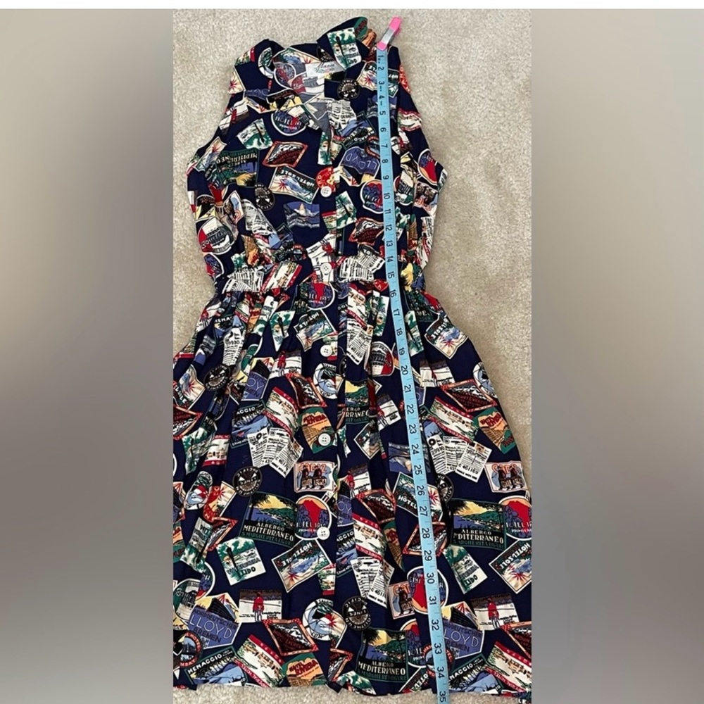 Chic Patterned Navy Mini Dress - image 6